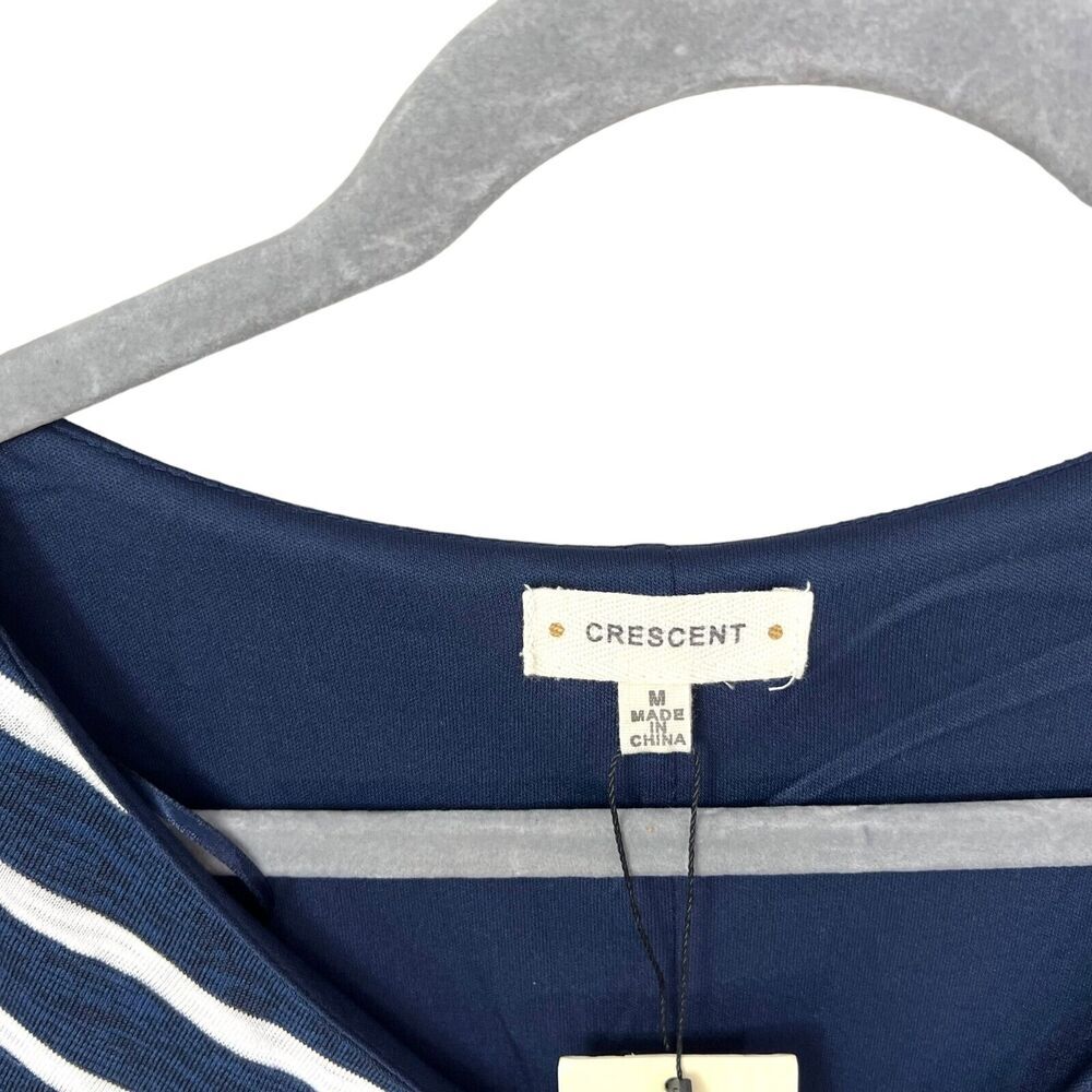 Crescent Womens Shift Dress Striped V Neck Lined Long Sleeves Blue White Size M* — image 3 of 5